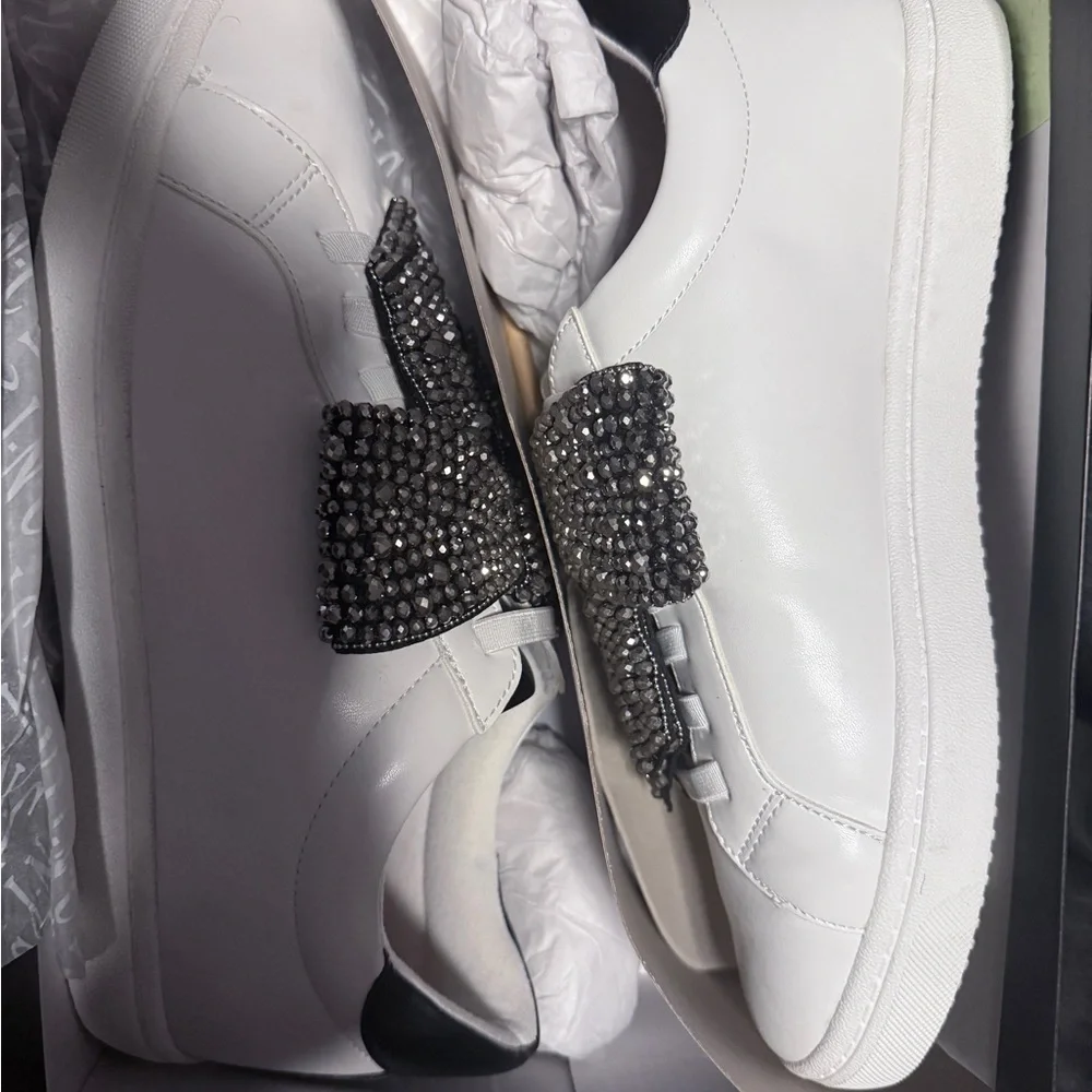 INC International Concepts Women's White Sneakers with Black Accents - Picture 6 of 7